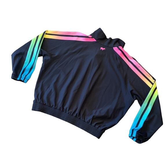 Goldsheep Clothing Women's Quarter Zip Pullover Top Black Rainbow Size M - Picture 2 of 7